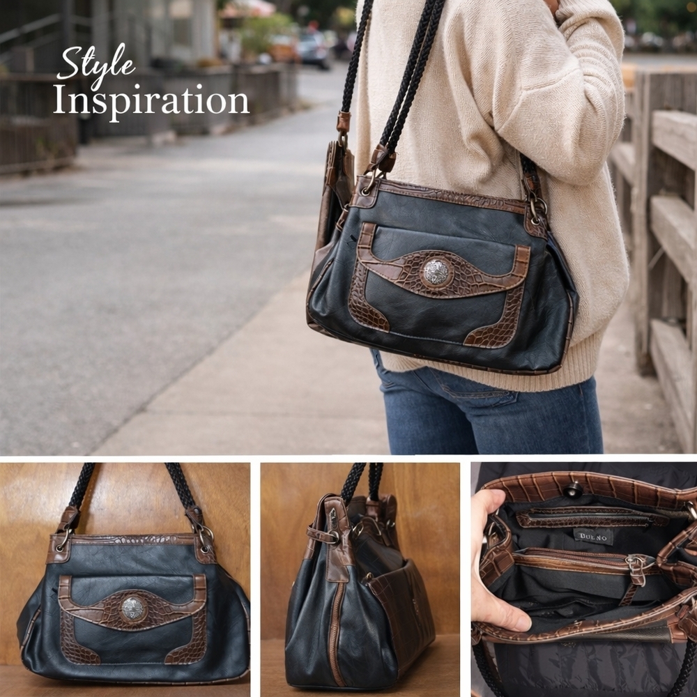 Bueno Black and Brown Shoulder Bag